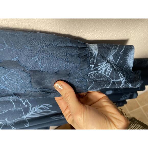 LuLaRoe Dress Women's Medium Blue Floral Long Sleeve Boho - Picture 5 of 6